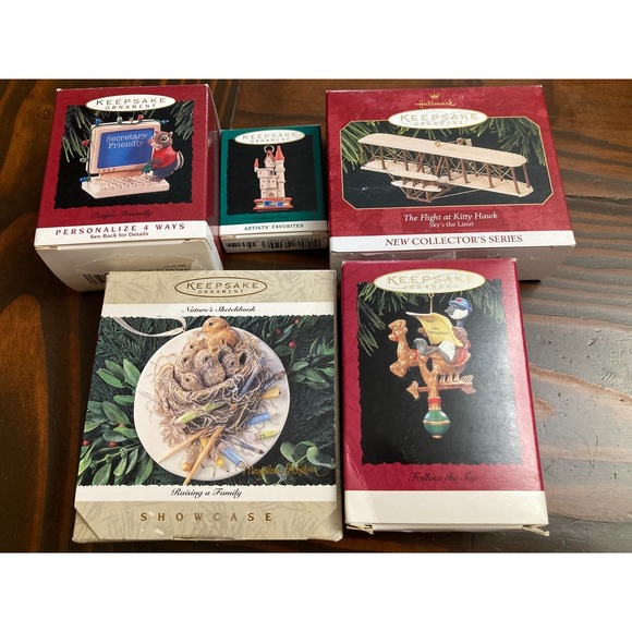 Hallmark Other - Lot of 5 Hallmark Ornaments - People Friendly,‎ Castle, Flight Kitty Hawk